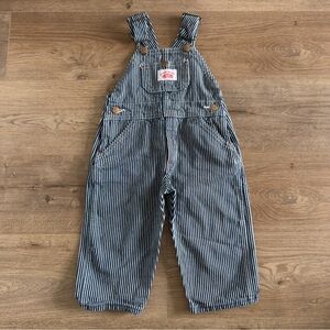 Round House USA Vintage Kids Striped Overalls Blue White Size 2T Toddler Unisex